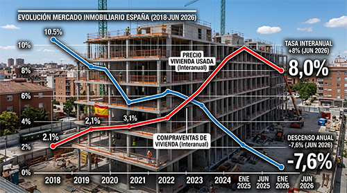 Las ventas caen un 7,6%, pero la vivienda mantiene un alza del 8%