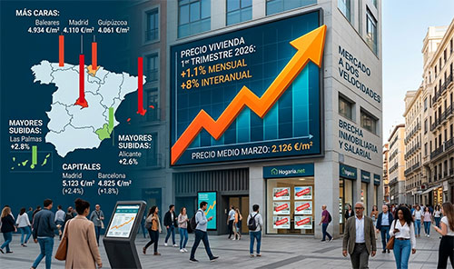 El primer trimestre dispara la vivienda: +1,1% y 8% interanual