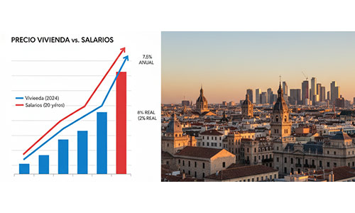 El Precio de la vivienda sube casi 4 veces más en un año que el Salario en 20